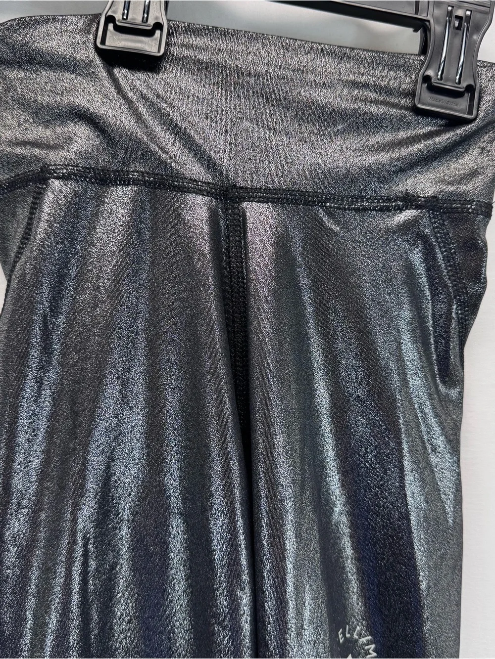 Stella McCarthy adidas Shiny High-Waist Leggings in Metallic Silver Workout XXS